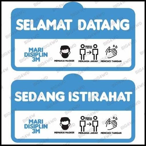 

TERBARU PAPAN SIGN OPEN CLOSE BUKA TUTUP TOKO KANTOR DISIPLIN 3M NEW NORMAL !!!!!