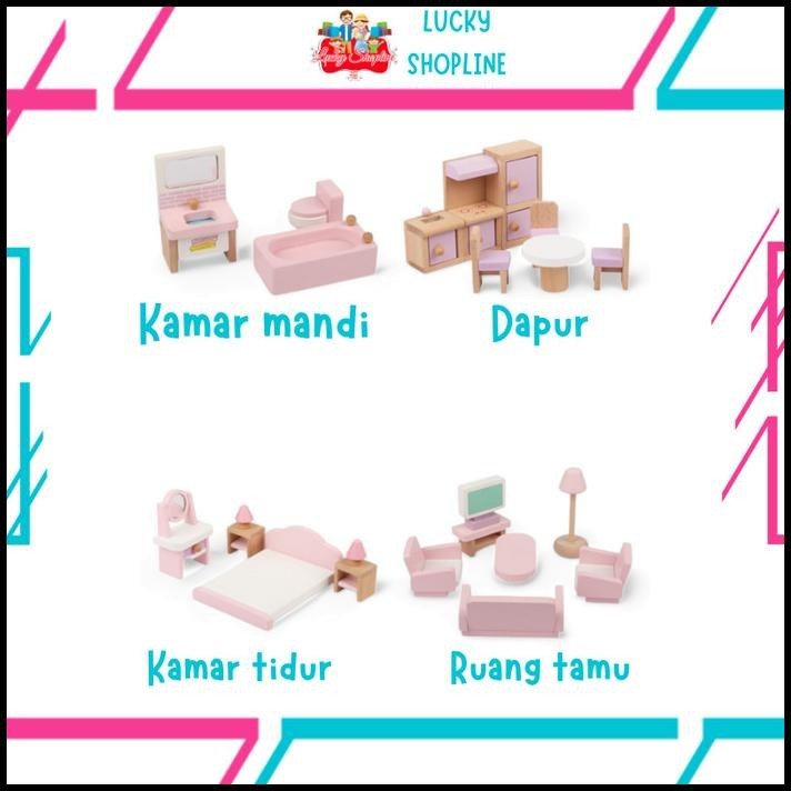 HOT DEAL [BIG SALE] SMALL FURNITURE WOODEN KIDS GIRLS TOYS SET DOLL HOUSE 