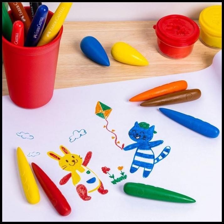

DISKON EASY GRIP FINGER CRAYONS, PACK OF 6 FABER CASTELL KRAYON JUMBO ANAK !!!!!!!