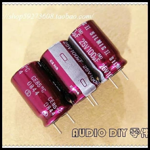 GRATIS ONGKIR ELNA SILMIC II 100UF 25V MERAH KAKI PENDEK 