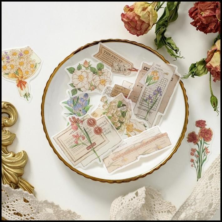 

TERMURAH 15PCS STICKER SERI BUNGA JEPANG STIKER KERTAS RETRO VINTAGE COFFEE !!!!!!!