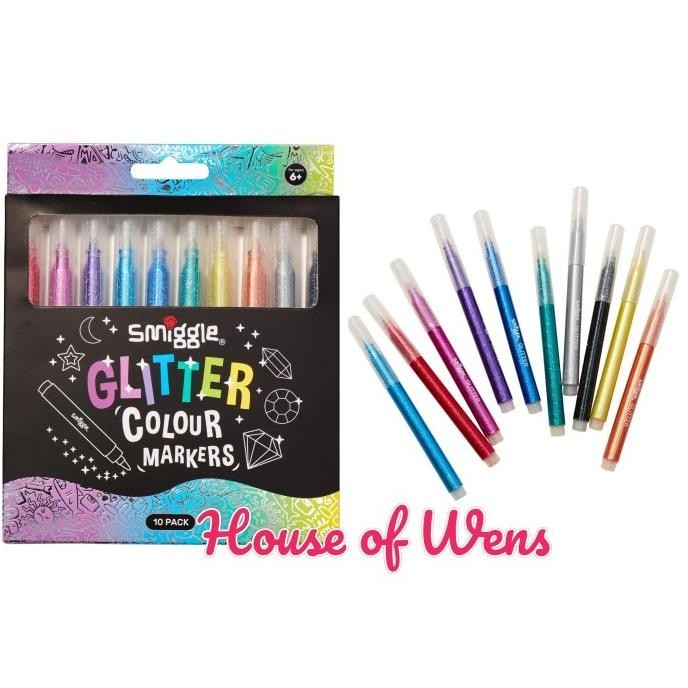 

New Sale Smiggle Glitter Marker Pack X10 - Spidol Gliter Smiggle Limited Edition