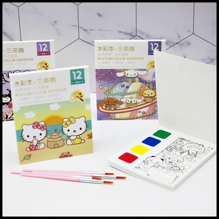 

TERBARU DIY WATERCOLOR PAINTING / BUKU GAMBAR CAT AIR SANRIO 12 LEMBAR MQ-934 COLORING PAINTING BOOK !!!!!!