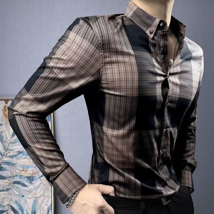 Plaid Long-Sleeved Shirt/ New Fashion Men's Shirt