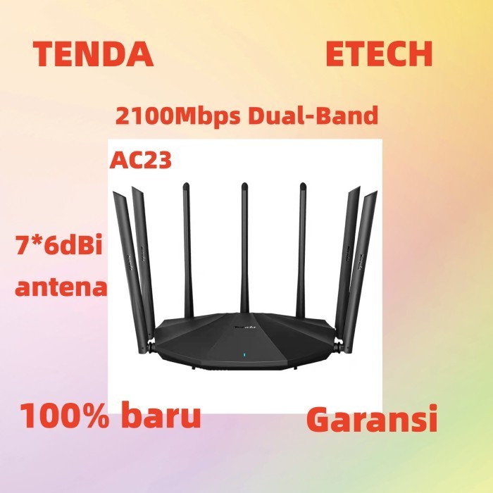 Tenda Ac23 Wifi Router Dual-Band 2100Mbps+7 Antena Tenda Router