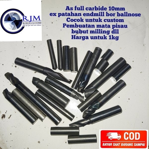 As Full Carbide 10Mm Ex Patahan Endmill Bor Ballnose Cocok Untuk Custom Pembuatan Mata Pisau Bubut