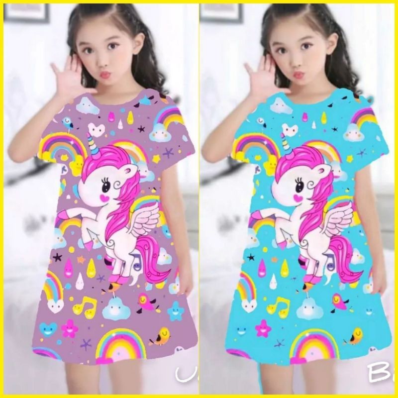 Promo Mega Sale 5.5 // DASTER ANAK UNICORN FULLPRINT / DASTER KAOS ANAK MURAH