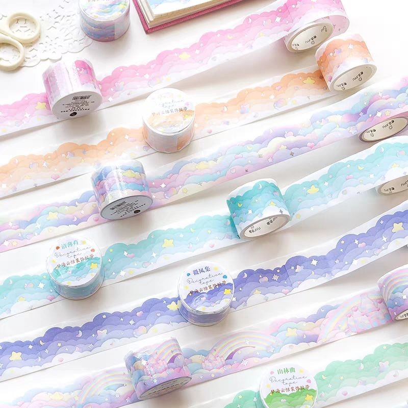 

1roll 3meter Washitape Sticker Roll Awan Gelombang Untuk Dekorasi Jurnal