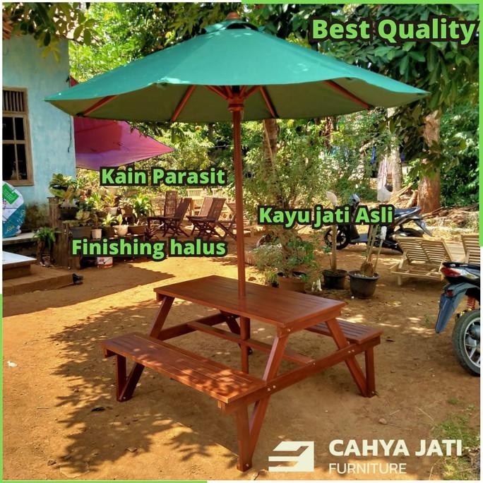 Meja Payung Cafe Outdoor Bangku Meja Bakso Cafe Resto Kayu Jati