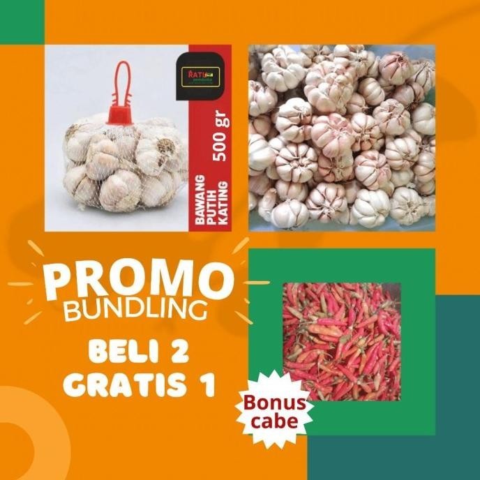

TERLARIS Bawang Putih Kating 500Gr + Bawang Putih Sinco 500Gr Bonus Cabe 150Gr MURAH