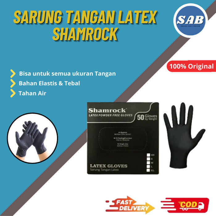 Sarung Tangan Karet Safety Glove Shamrock Latex Lentur Harga Eceran