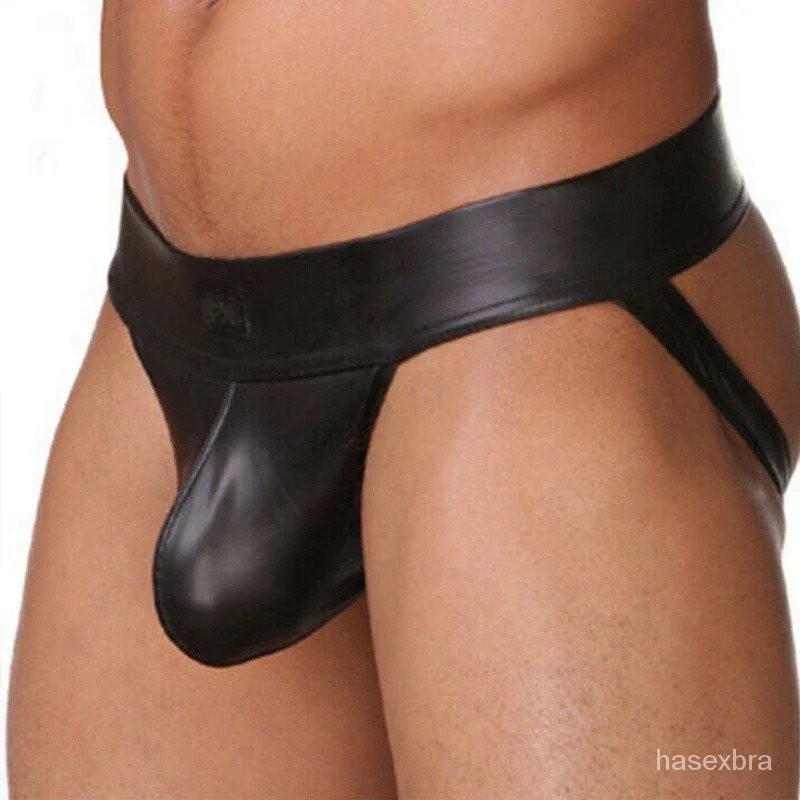 Sexy Lingerie Faux Leather Gay Men's Jockstrap Underwear Erotic Panties Sex Male's Thongs Underwear 