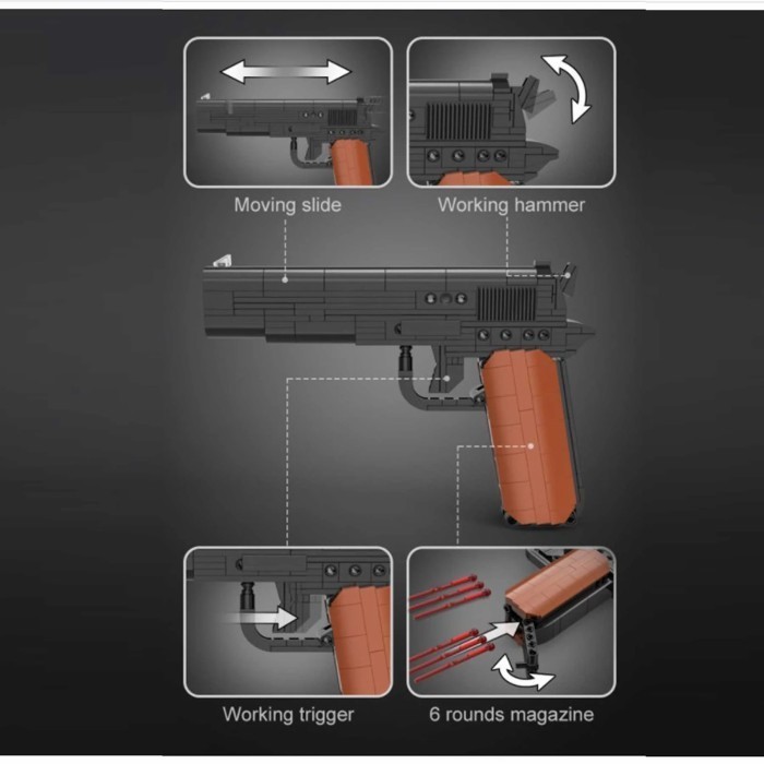 Double E Cada Building Bricks Pistol Mainan Balok M1911 C81012W