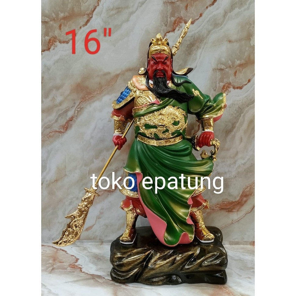 PATUNG DEWA KWAN KUNG / KWAN KONG / KWAN TE BERDIRI FIBER 16 INCH - G