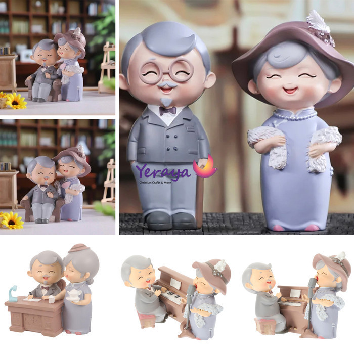 PATUNG PAJANGAN KAKEK NENEK AKONG AMAH OPA OMA KADO ANNIVERSARY DEKOR