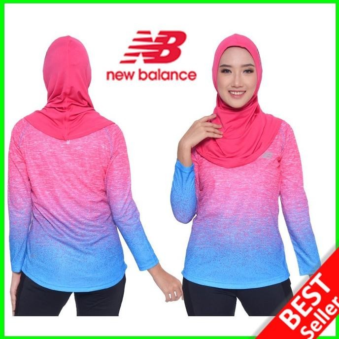 NEW Baju OlahRaga Muslim Wanita Kaos Senam Sepeda Lari Lengan Panjang