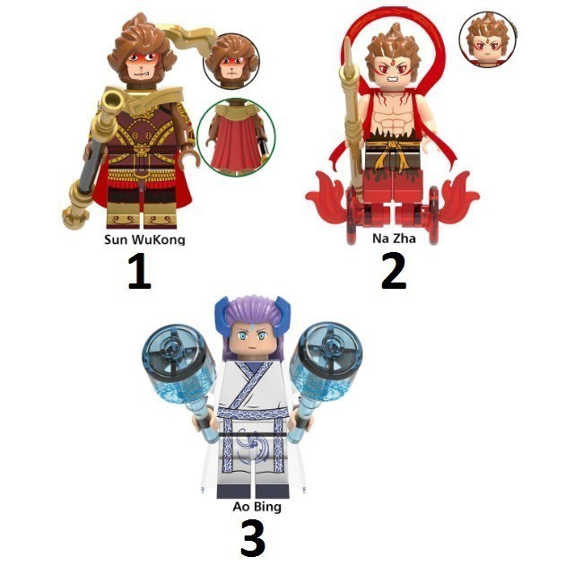 Sun Wukong Gokong Nezha Nacha Ao Bing White Dragon Minifigure Bricks