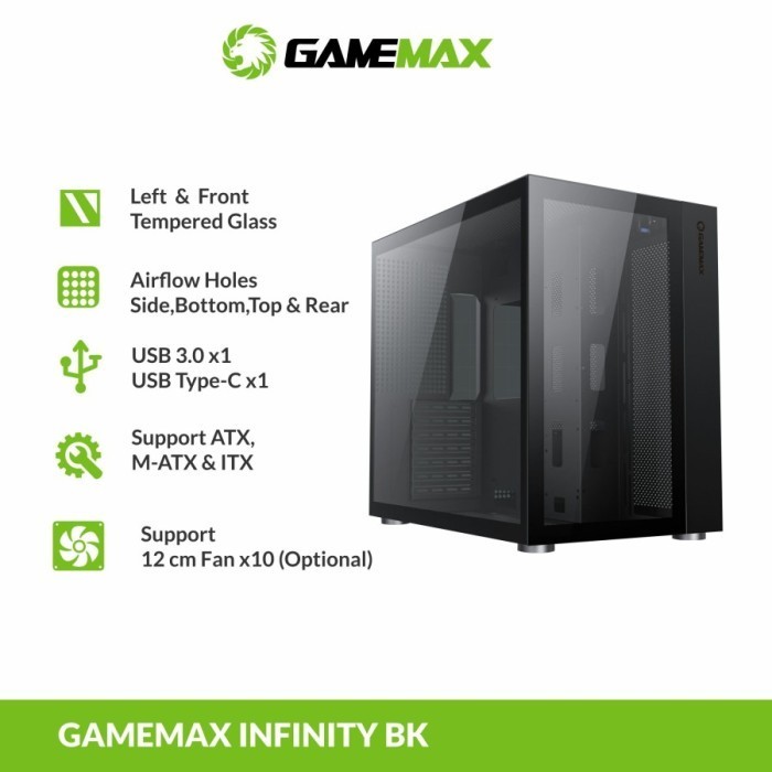 Gamemax Infinity Casing Komputer Atx - Pc Case Atx