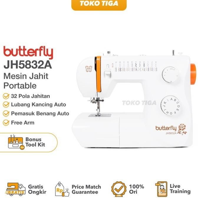 Mesin Jahit BUTTERFLY JH 5832 A ( multifungsi portable )