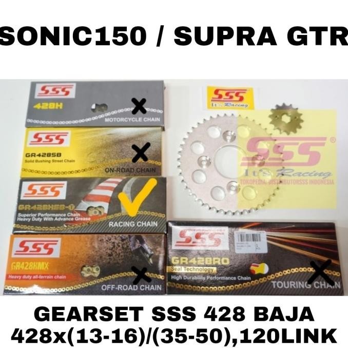 GIR SET SONIC 150 R / SUPRA GTR 150 BAJA 428 SSS HSBT