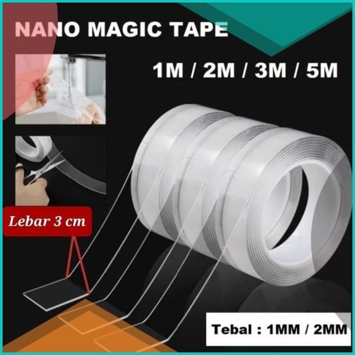 

Nano Double Tape Bening Transparan 1M 2M 3M 5M Lebar 3MM Tebal 2MM 1MM
