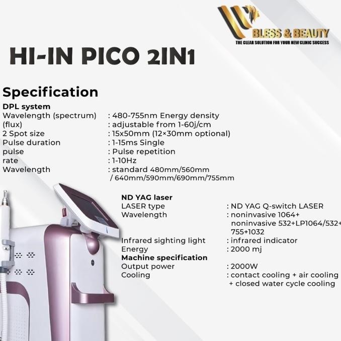 Hi-In Pico 2In1 Picolaser+Dpl Noninvasive Laser Hair Removal Ice Cool