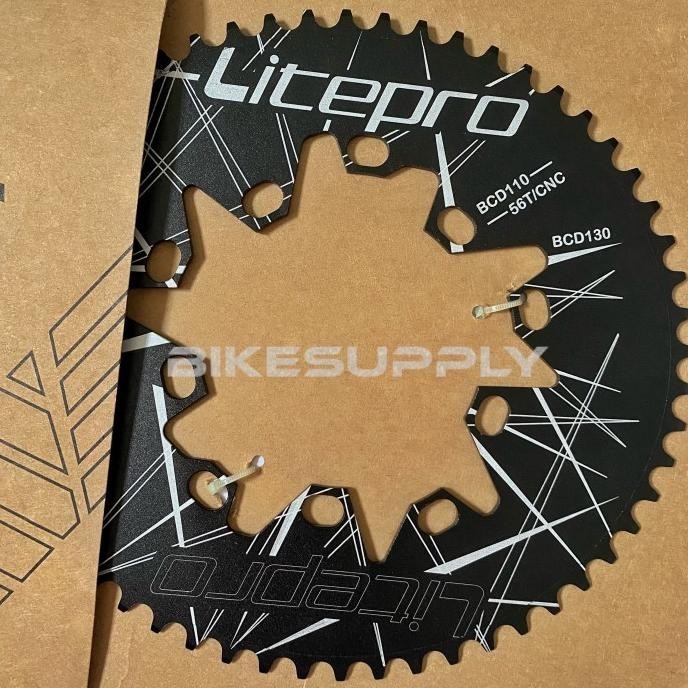 Chainring Crank Litepro Oval 52T 54T 56T 58T Hitam Double Bcd 110 130