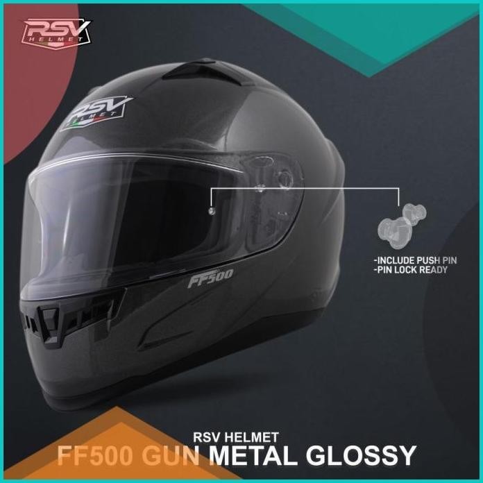 HELM RSV FF500 GUN METAL GLOSSY FULL FACE 13m4yZ4 perkakas