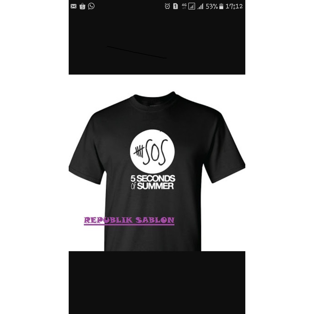 Kaos T Shirt Pria Sos 5 Second Of Summer