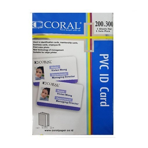 

CORAL Kertas PVC Bahan ID Card Instan A4 isi 5 Lembar