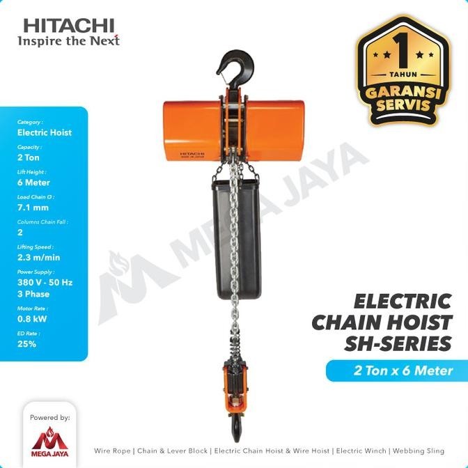 Electric Chain Hoist 2 Ton X 6 Meter 3F Sh Series Hitachi