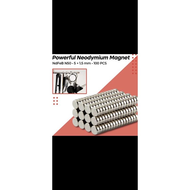 

MAGNET NEODYMIUM 5X1,5MM N50 SUPER STRONG 100PCS