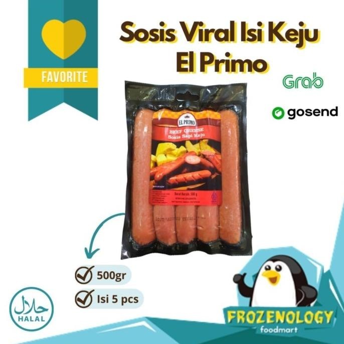 

Sosis Keju El Primo 500 gr isi 5 | EL PRIMO BEEF CHEESE SAUSAGE 500gr JS