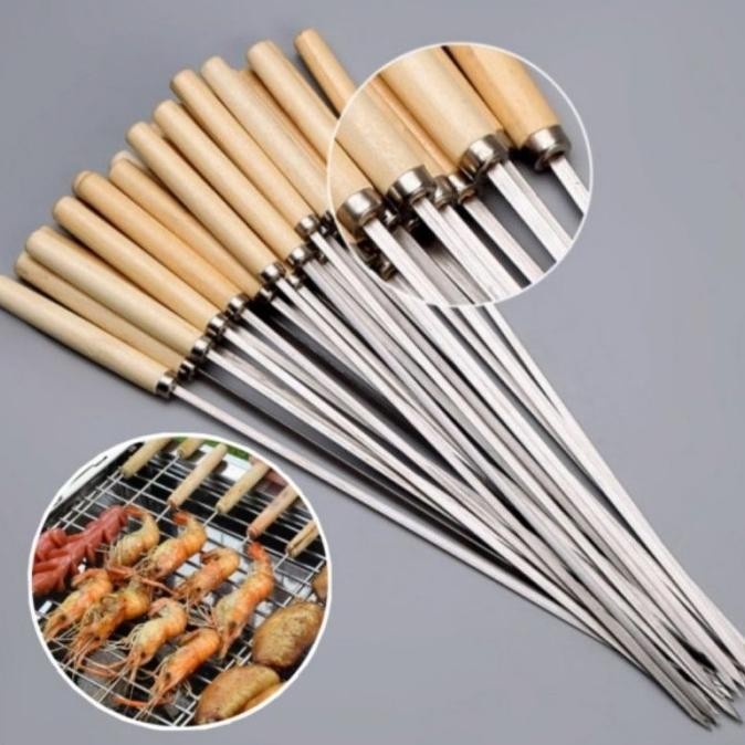 Alat Tusuk Memanggang Sate Barbeque Tusukan Stainless BBQ Daging Kebab