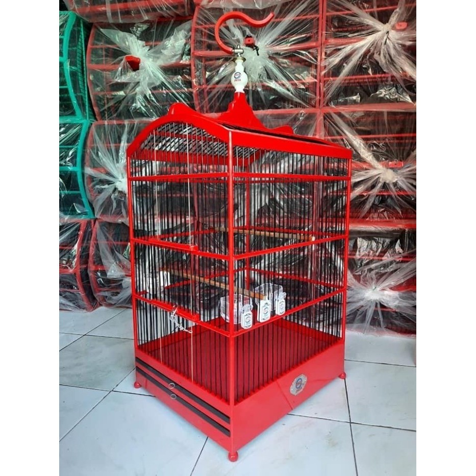 Sangkar Kotak Ebod Merah No 3 Original