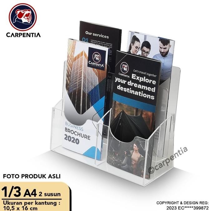

Carpentia Tempat Brosur Akrilik 2 Tingkat [1/3 A4 - A6] Tipe E2 - 2 Susun [Acrylic Display Holder, Kantong Flyer, Standing] Kualitas Premium