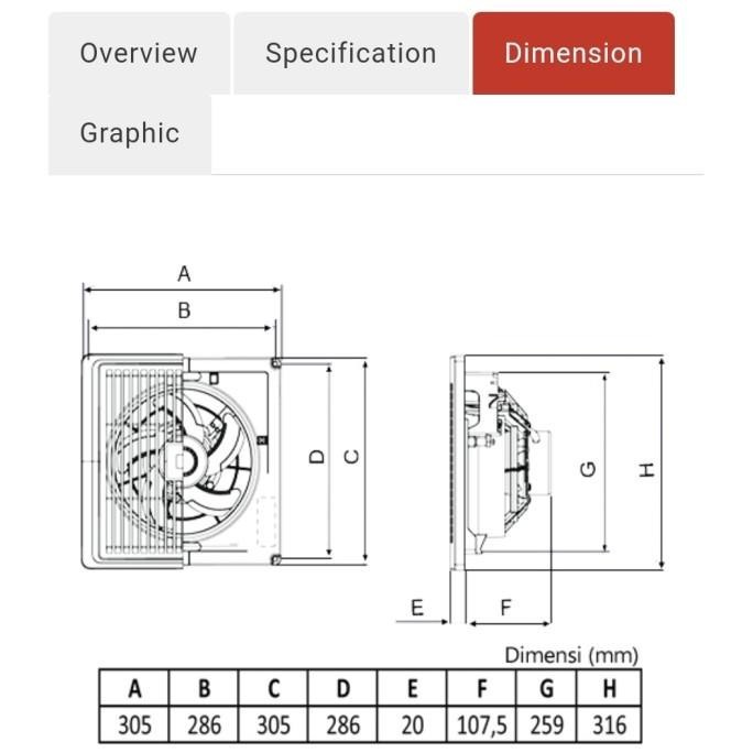 Ceiling Exhaust Fan/Eksos Plafon/Kipas Eksos Kdk 20Tgq2(8") Kualitas Premium