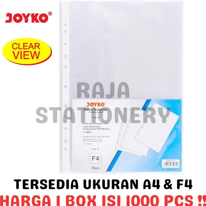 

Joyko Sheet Protector A4 F4 Plastik Pp Pocket A4 F4 Folio [100Packs] Kualitas Premium