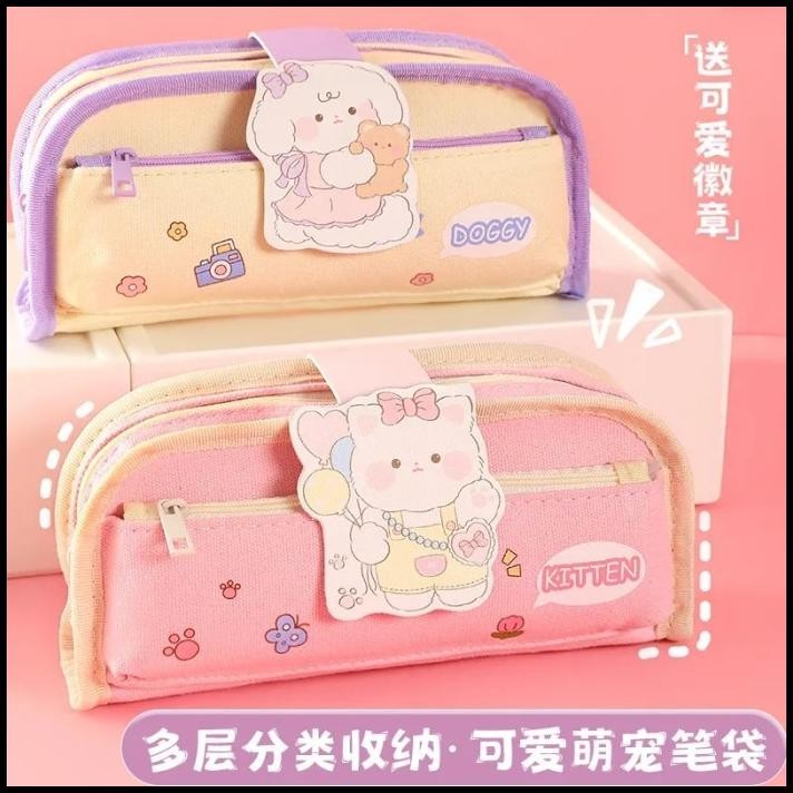 

TERBARU KOREA STYLE BIG PENCIL BOX ORGANIZER BAG KOTAK PENSIL KAWAII BESAR