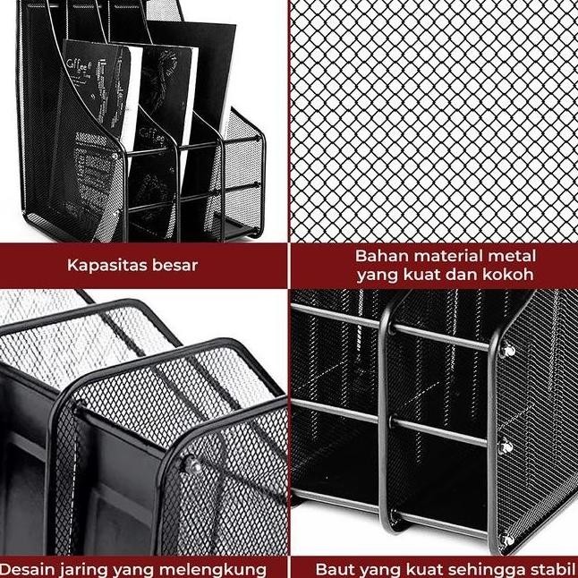 

File Box Foldable Steel Rak Penyimpanan Dokumen 3 Sekat Jaring Besi Kualitas Premium