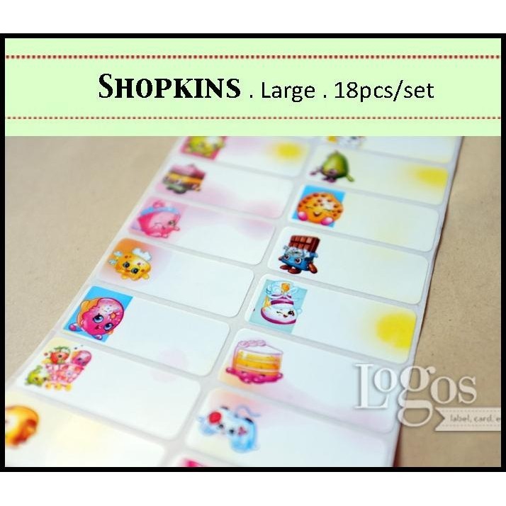 

BEST DEAL SHOPKINS LARGE. STIKER LABEL WATERPROOF LOLLII APPLE CHOCOLATE COOKIE !!!!