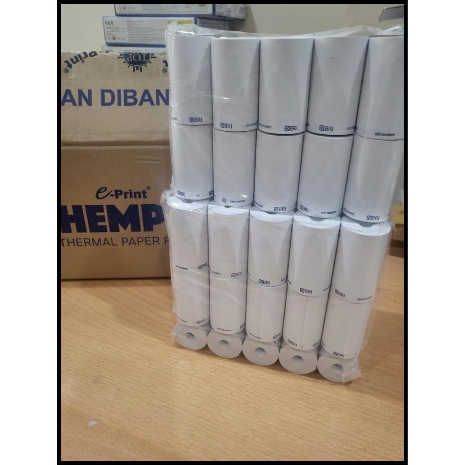 

TERBARU KERTAS THERMAL 57X33 CORELESS LOGO BRI UNTUK EDC BRILINK ISI 10 ROLL !!!!!!!