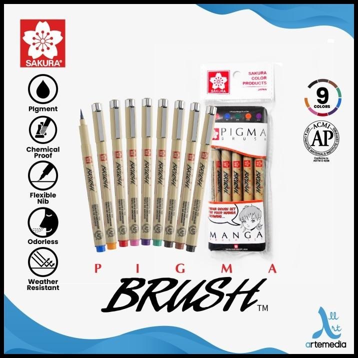 

BRUSH PEN SAKURA PIGMA BRUSH PIGMENT INK PENA KUAS WARNA