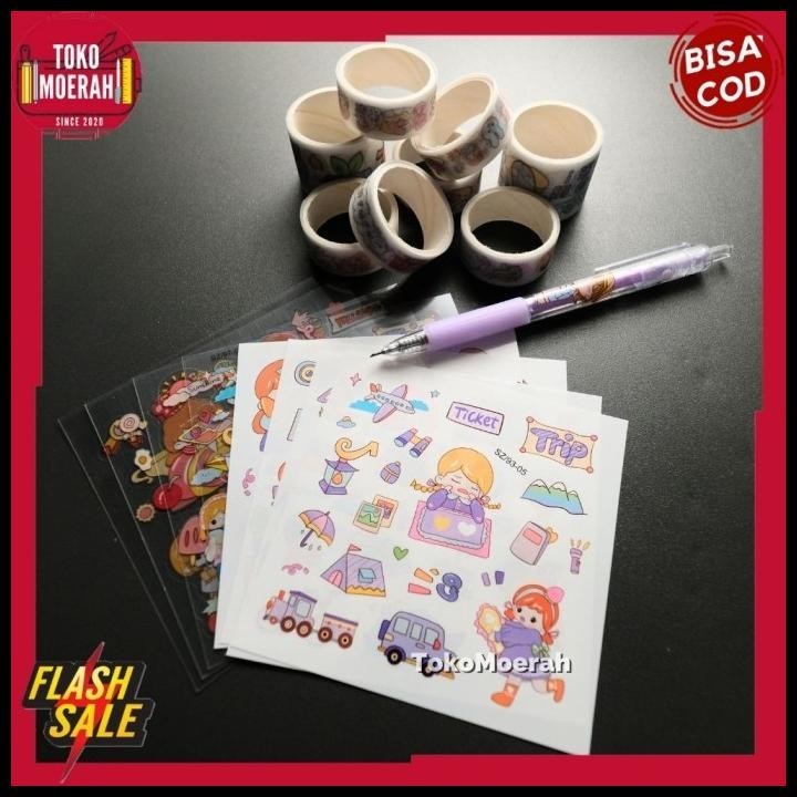 

GRATIS ONGKIR PAKET STIKER SZ-93 WASHI TAPE BOX LENGKAP STIKER MOMO BOX CUTTER COD !!!!