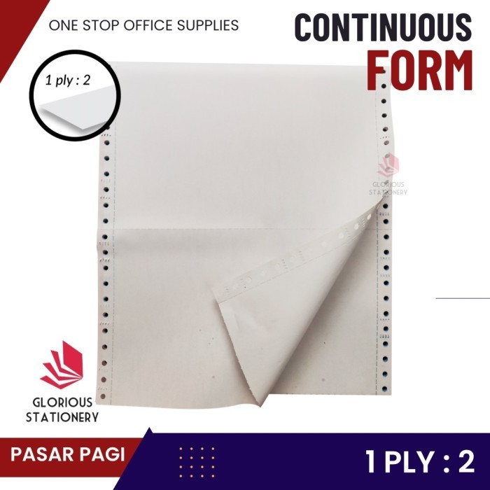

Kertas Continous Form 9.5 X 11" 1Ply Bagi 2 - Paperline
