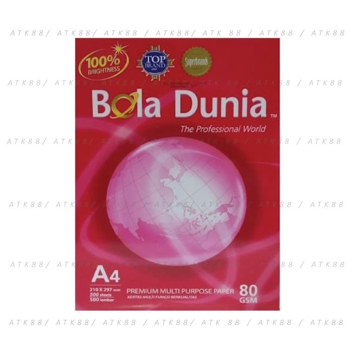 

Kertas Hvs A4 Bola Dunia 80Gsm