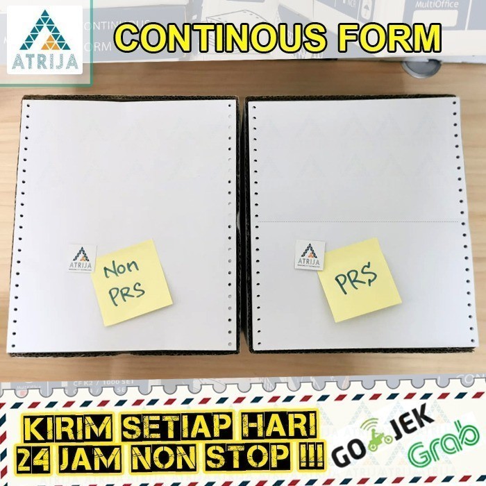 

Continuous Form 9.5 X 11 - 3 Ply. Kertas Komputer Rangkap 3 Single U