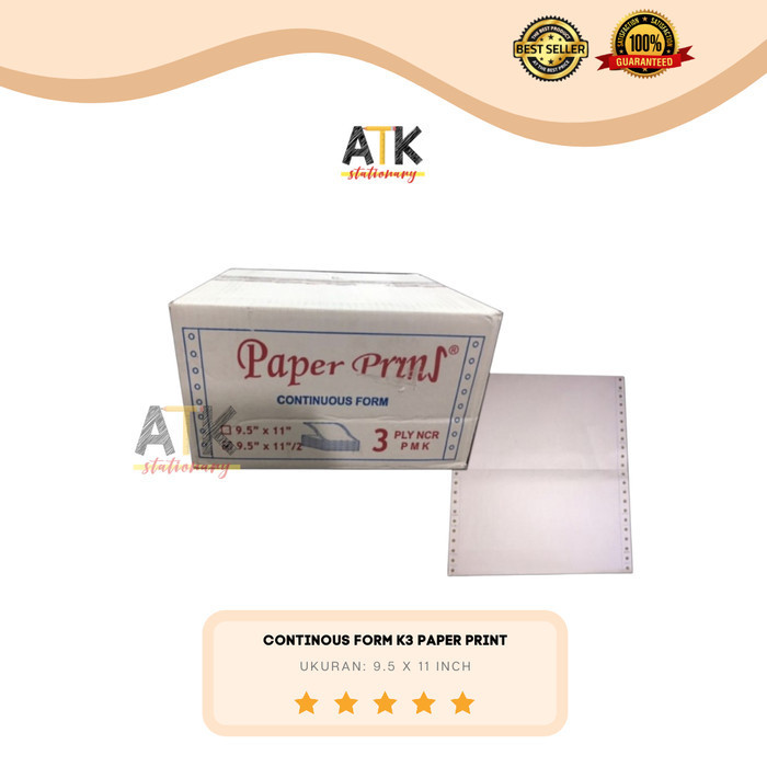 

Continous Form K3 Paper Print 3 Rangkap 9.5 X 11 Atk
