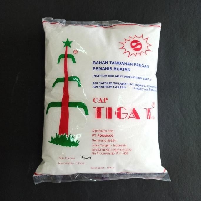 

Pemanis Buatan / Natrium Siklamat / Tiga Tebu cap Tiga T 1Kg