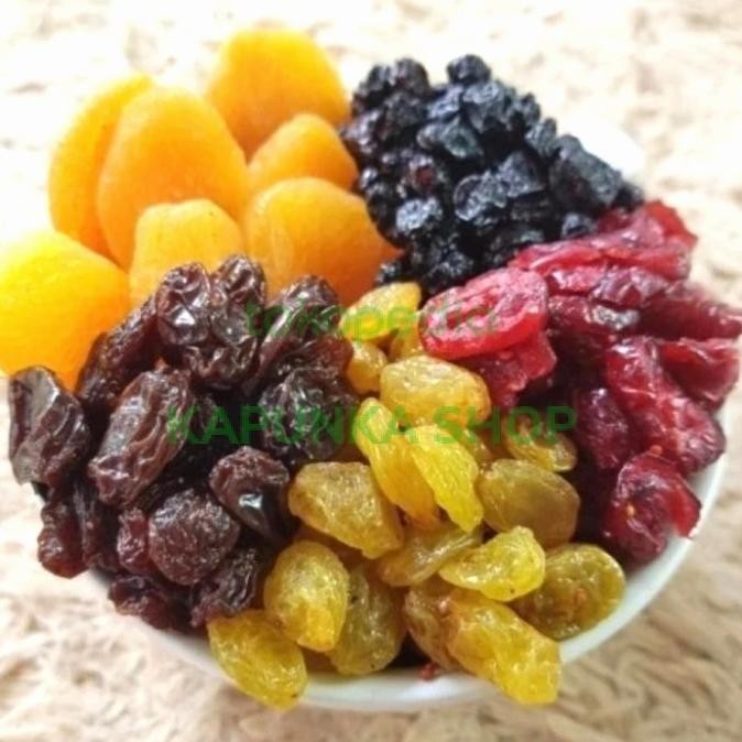

Mixed Dried Fruit 500gr Cranberry Bluberry Aprikot Jumbo raisin dark